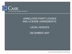 UNRELATED PARTY LEASES AND LICENSE AGREEMENTS LEGAL ISSSUES DECEMBER 2007