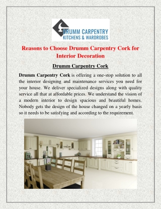 Reasons to Choose Drumm Carpentry Cork for Interior Decoration