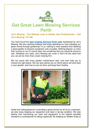 Get Great Lawn Mowing Services Perth