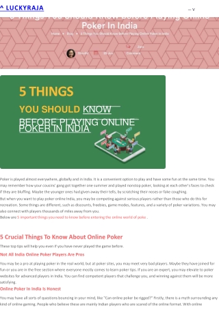 5 Things You Should Know Before Playing Online Poker In India