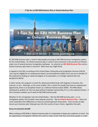 3 Tips for an EB2 NIW Business Plan or Ontario Business Plan