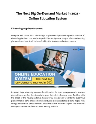 Online Education Market 2021  - The Next Big On-Demand Market