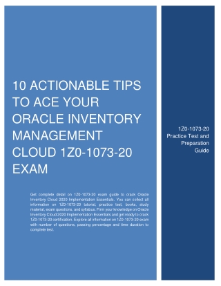 10 Actionable Tips to Ace Your Oracle Inventory Management Cloud 1Z0-1073-20 Exam