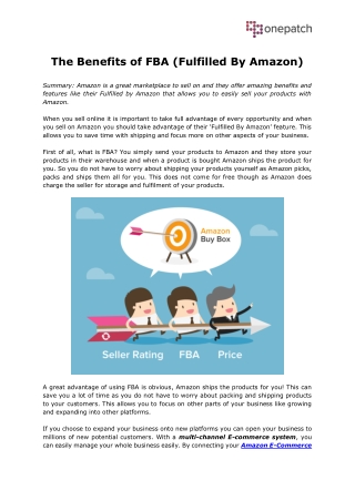 The Benefits of FBA (Fulfilled By Amazon)