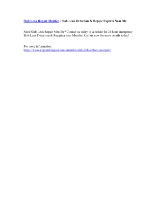 Slab Leak Repair Menifee - Slab Leak Detection & Repipe Experts Near Me