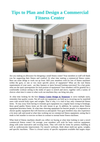 Tips to Plan and Design a Commercial Fitness Center