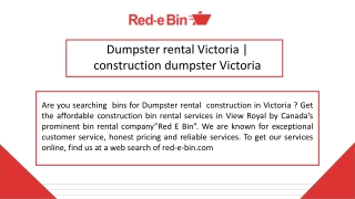 Dumpster rental Victoria | construction dumpster Victoria