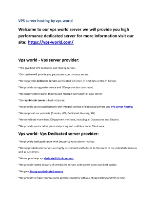 VPS server hosting by vps-world