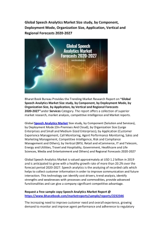 Global Speech Analytics Market Research Report 2020-2027