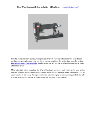 Fine Wire Staplers Online in India- Miles Kgoc