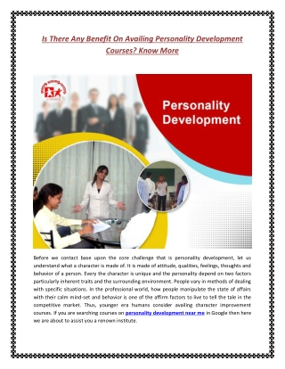 Is There Any Benefit On Availing Personality Development Courses? Know More