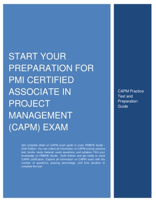 Start Your Preparation for PMI Certified Associate in Project Management (CAPM) Exam