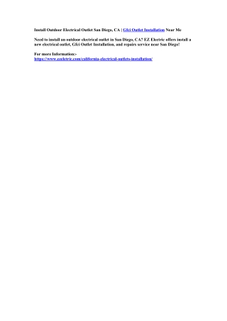 Install Outdoor Electrical Outlet San Diego, CA | Gfci Outlet Installation Near Me