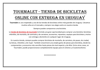 TOURMALET - TIENDA DE BICICLETAS ONLINE CON ENTREGA EN URUGUAY