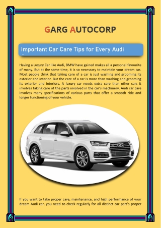 Important Car Care Tips for Every Audi