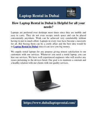 How Laptop Rental in Dubai is Helpful for all your needs?