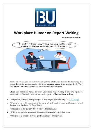 Workplace Humor on Report Writing