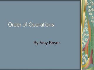 Order of Operations