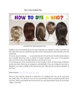 How to Dye Synthetic Wig