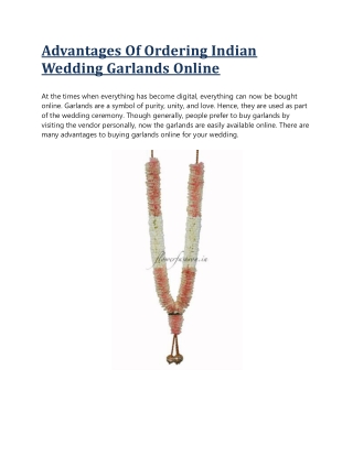 Advantages Of Ordering Indian Wedding Garlands Online