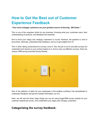 How to Get the Best out of Customer Experience Feedback