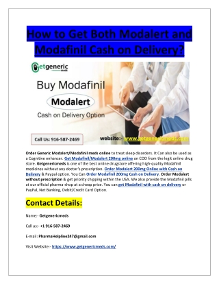 How to Get Both Modalert and Modafinil Cash on Delivery?