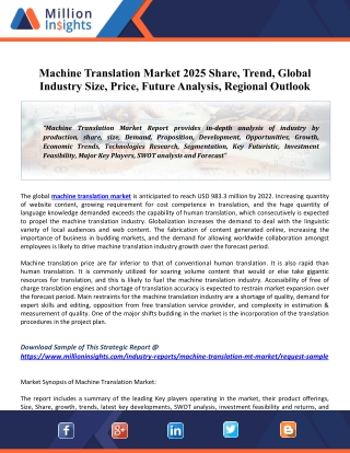 Machine Translation Market 2025 Industry Price Trend, Size Estimation, Industry Outlook and Business Growth