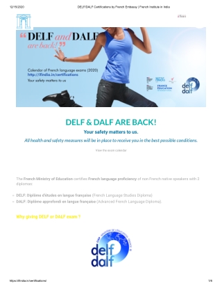 DELF/DALF Certifications by French Embassy - French institute in India