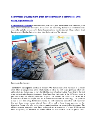Ecommerce Development great development in e-commerce, with many improvements