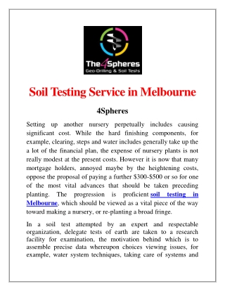 Soil Testing Service in Melbourne - 4Spheres