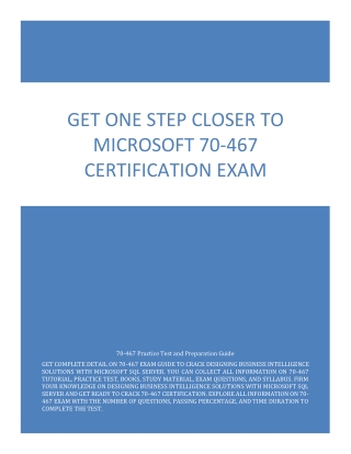 Get One Step Closer to Microsoft 70-467 Certification Exam