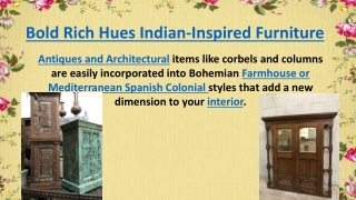 Bold Rich Hues Indian-Inspired Furniture