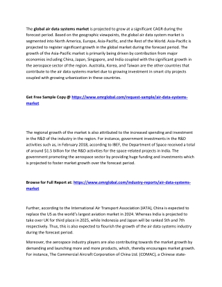 Global Air Data Systems Market  will experience a noticeable growth during the forecast period 2020-2026: Orion Market R