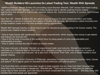 Wealth Builders HQ Launches Its Latest Trading Tool, Wealth With Spreads