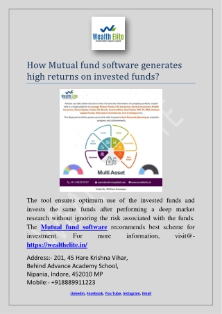 How Mutual fund software generates high returns on invested funds?