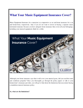 What your music equipment insurance cover