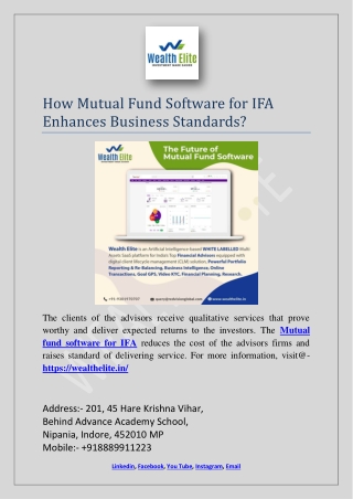 How Mutual Fund Software for IFA Enhances Business Standards?