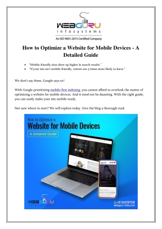 How to Optimize a Website for Mobile Devices - A Detailed Guide