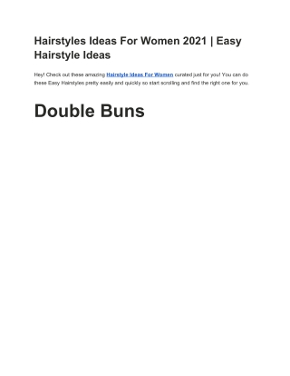 Hairstyles Ideas For Women 2021 | Easy Hairstyle Ideas