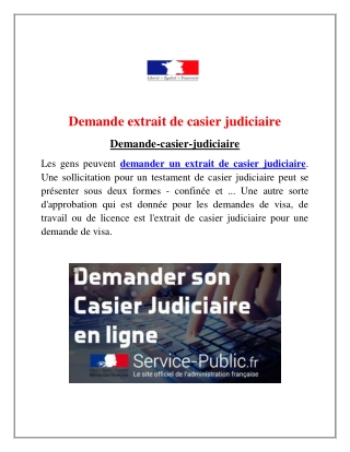 Demande extrait casier judiciaire