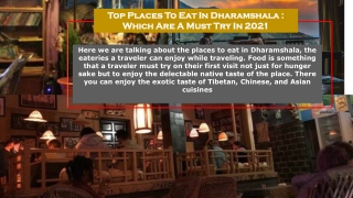 Places To Eat In Dharamshala- Food Guide For Travelers