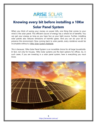 Knowing every bit before installing a 10Kw Solar Panel System