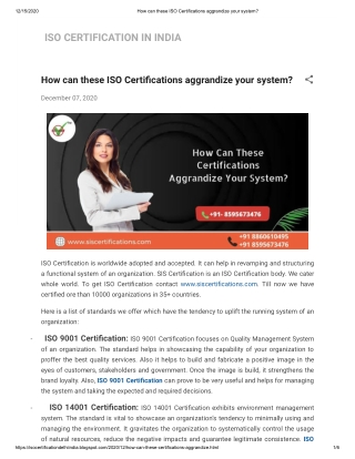 How can these ISO Certifications aggrandize your system?