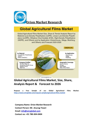 Global Agricultural Films Market Trends, Size, Competitive Analysis and Forecast 2020-2026