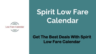 Spirit Low Fare Calendar