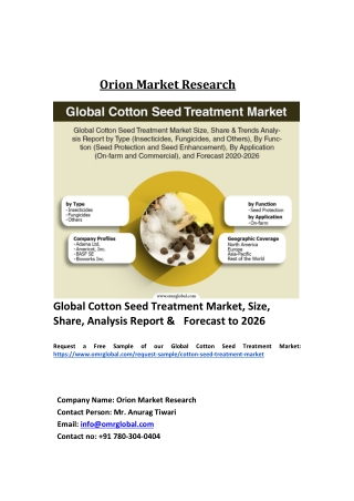 Global Cotton Seed Treatment Market  Trends, Size, Competitive Analysis and Forecast 2020-2026