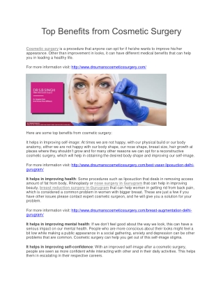 Top Benefits from Cosmetic Surgery