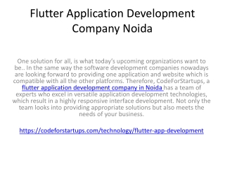 Flutter Application Development Company Noida