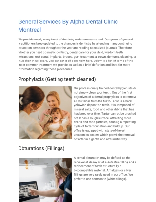 General Services By Alpha Dental Clinic Montreal