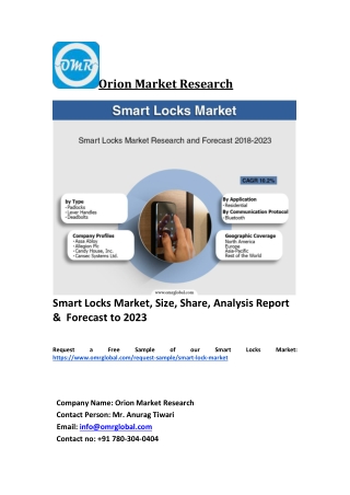 Smart Locks Market Trends, Size, Competitive Analysis and Forecast 2018-2023